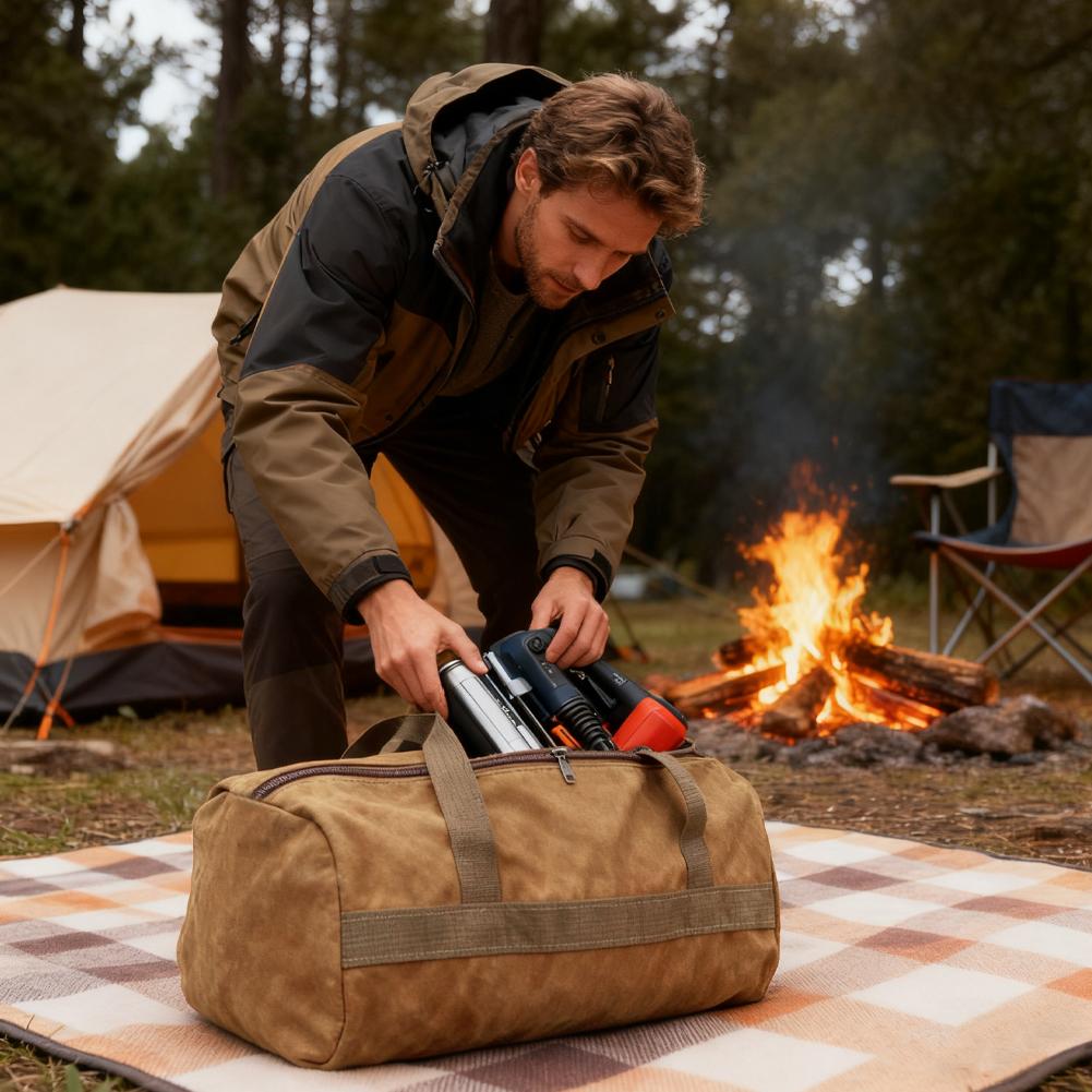 Camping Tools Storage Bag Large Capacity Cylinder Tent Stake Bag Lightweight Tent Peg Ground Nail Holder Bag for Outdoor Camping