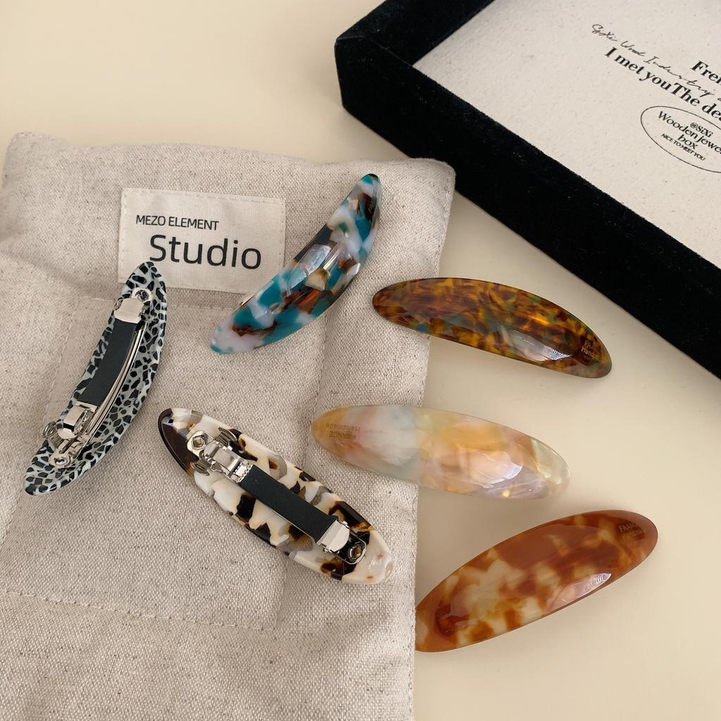 Retro Style 7.4CM Acetic Acid Oval Curved Hairpin Half Tied Ponytail Clip Spring Clip Hair Accessories