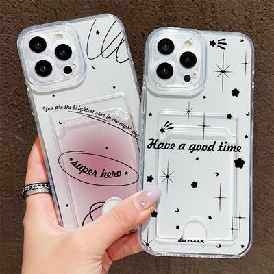 Card Slot Holder Silicone Wallet Pocket Case For Samsung A06 A16 A36 A56 Xiaomi Redmi Note 12 13 14 Pro iPhone 17 16 Pro Max Cover Clear Phone Bumper