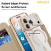 AMORUS For iPhone 17 Pro Max Case Compatible with MagSafe RFID Blocking Card Holder Leather Phone Cover
