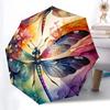 Green Dragonfly Themed Folding Umbrella Fashion Auto-Open 8 Iron Ribs Plastic Handle Foldable Sunshade Perfect Christmas Gifts