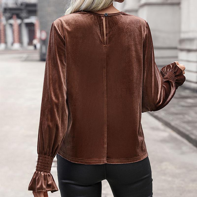 Blusa de mujer de primavera y otoño con encaje Murad, cómoda, informal, manga larga