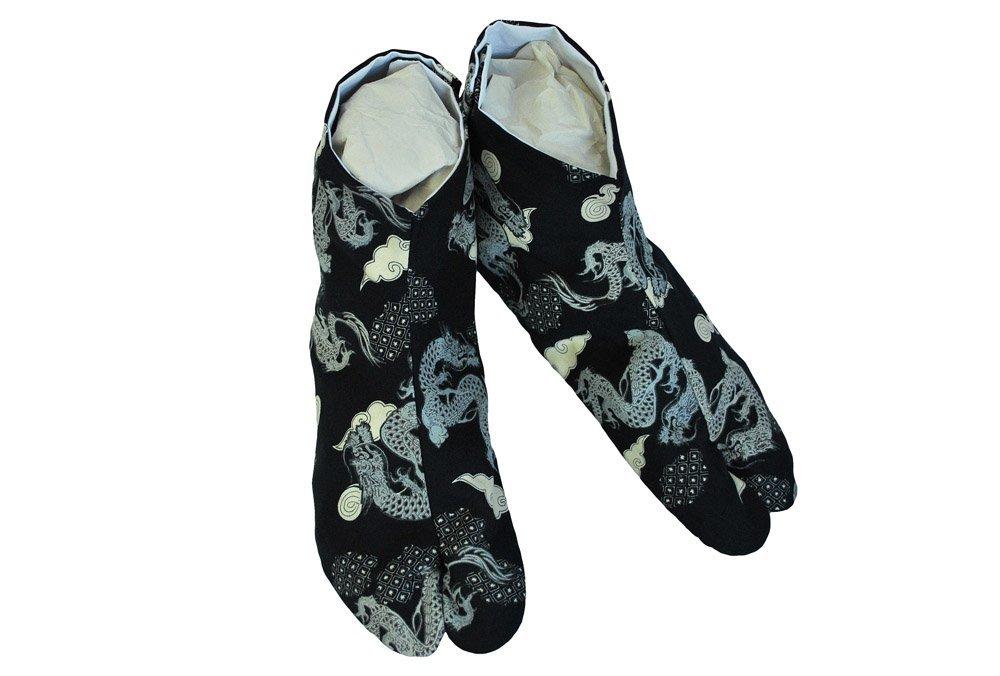 Musashino Uniform Samurai Tabi Black Dragon Socks, Unisex, Pattern, 091-kokuryuu (Size 28.0)