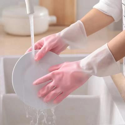 New Gradient Color Waterproof Latex Thin Women's Clothing, Household Cleaning, Kitchen Durable Dishwashing Gloves