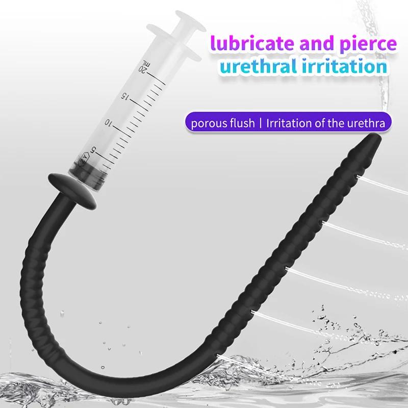 3 Velikosti Silikonová Uretrální Zvuková Tyčinka Vložka do Penisu Stimulace Dilatátor Ctnosti Katétr Dutá Penisová Zátka se Zarážkou Sexuální Hračka pro Muže