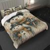 3pcs Festive Snowman Christmas Duvet Cover Set - Cozy Winter Theme with Zipper Closure, Machine Washable Polyester