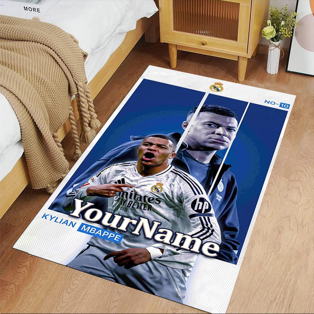 Mbappe Personalized Name Carpet Design for Decorate Room Outdoor Hallway Balcony Anti-slip Rug Anime Office Decor