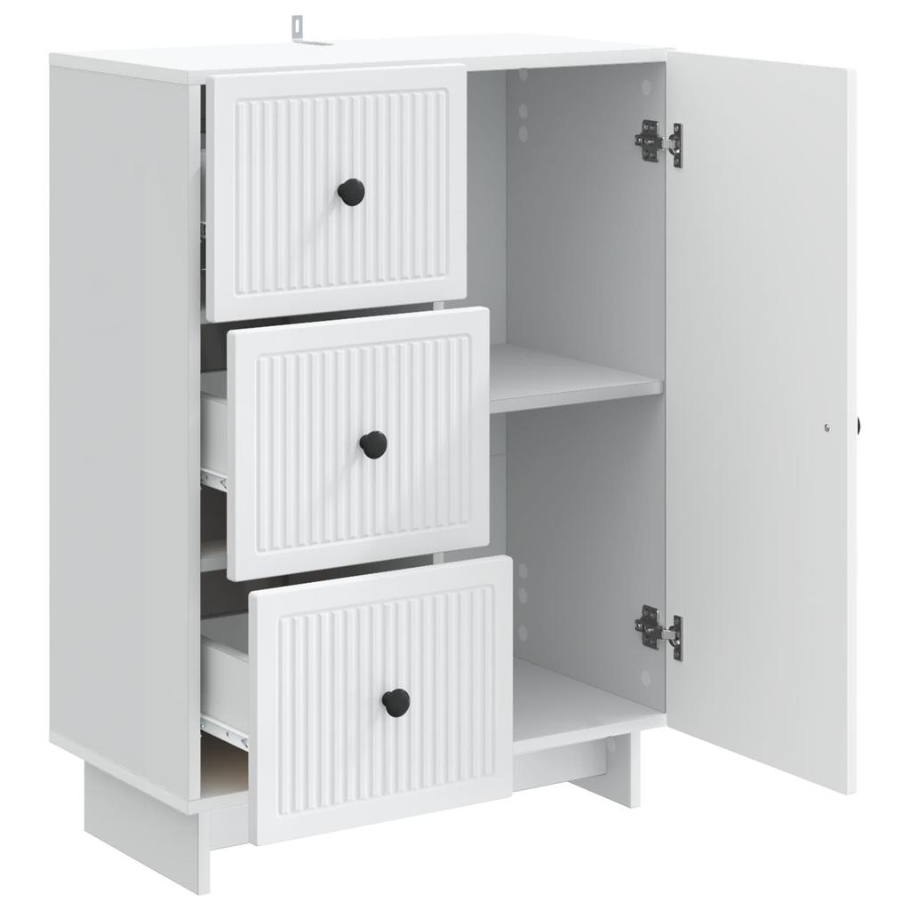 White Sideboard with Drawers 66 x 34.5 x 90 cm Engineered Wood
