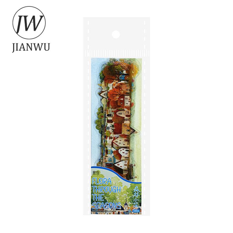JIANWU Four Season Plant Series Vintage Tree Flower House Landscape Material Collage PET Sticker Creative DIY Journal Stationery