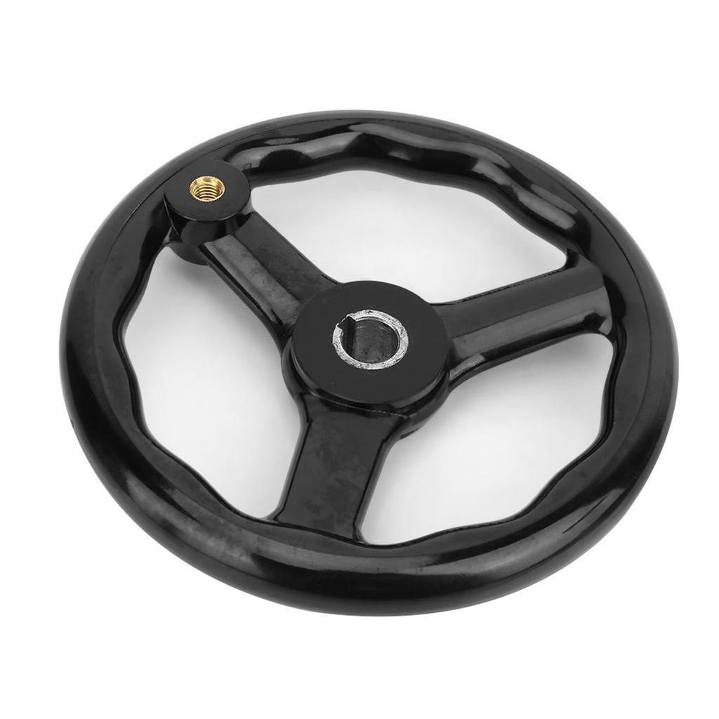 200*18mm Black Anti Slip Bakelite 3 Spoked Lathe Handwheel with Handle for Machine Tool