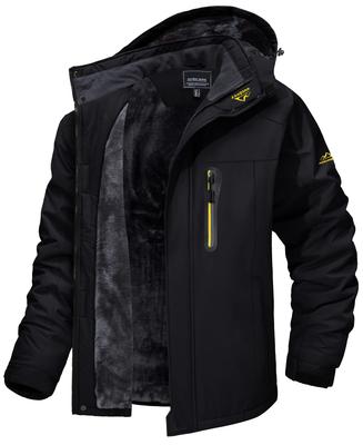 Polaire Randonnée Ski Uni Taille L Veste Homme, Sweat à Capuche, Doublé, Vêtement, Coupe-Vent, Couleur, Chaud, Déperlant, Respirant, Noir,