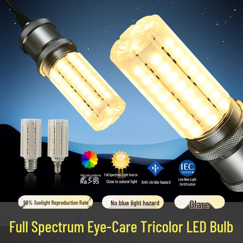 Oulanwei LED Corn Bulb E14/E27 Base Energy-Saving Bright Chandelier Lamp with Three-Color Change