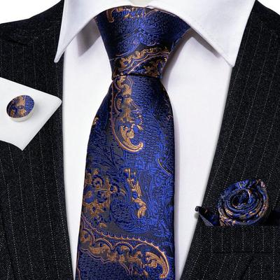 Blaue Designer-Krawatten für Herren, 10 Stile, Krawatte, Einstecktuch, Manschettenknöpfe, Set, Hochzeit, Verabredung, Party