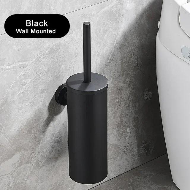 Edelstahl-Toilettenbürsten-Set, gebürstetes Gold, runde Haushalts-WC-Badezimmer-Reinigungsbürste, Reinigungswerkzeug