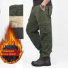 Dicke Fleece Warme Winterhose Männer Doppelschicht Multi Taschen Thermal Baggy Cargohose Männer Lange Hose Mann