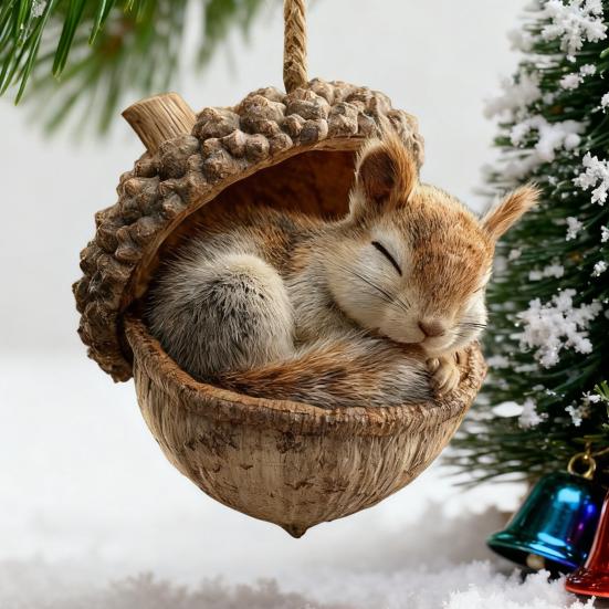 Ornements Gland Animaux de la Forêt Acrylique Pomme de Pin Animal Décoration d'Arbre de Noël Rustique sur le Thème de la Nature Décoration d'Intérieur pour les Amoureux des Animaux