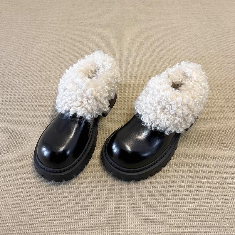 2026 New Spring Autumn Women Fur Lining Mary Jane Shoes Concise Short Plush Shoes Eelgant Dress Thick Heel Leather Pumps Shoes