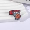Perfect Shooting UV Printing Pins Cartoon Basketball Brooches Lapel Badges Fun Sports Jewelry Gift for Kids Friends