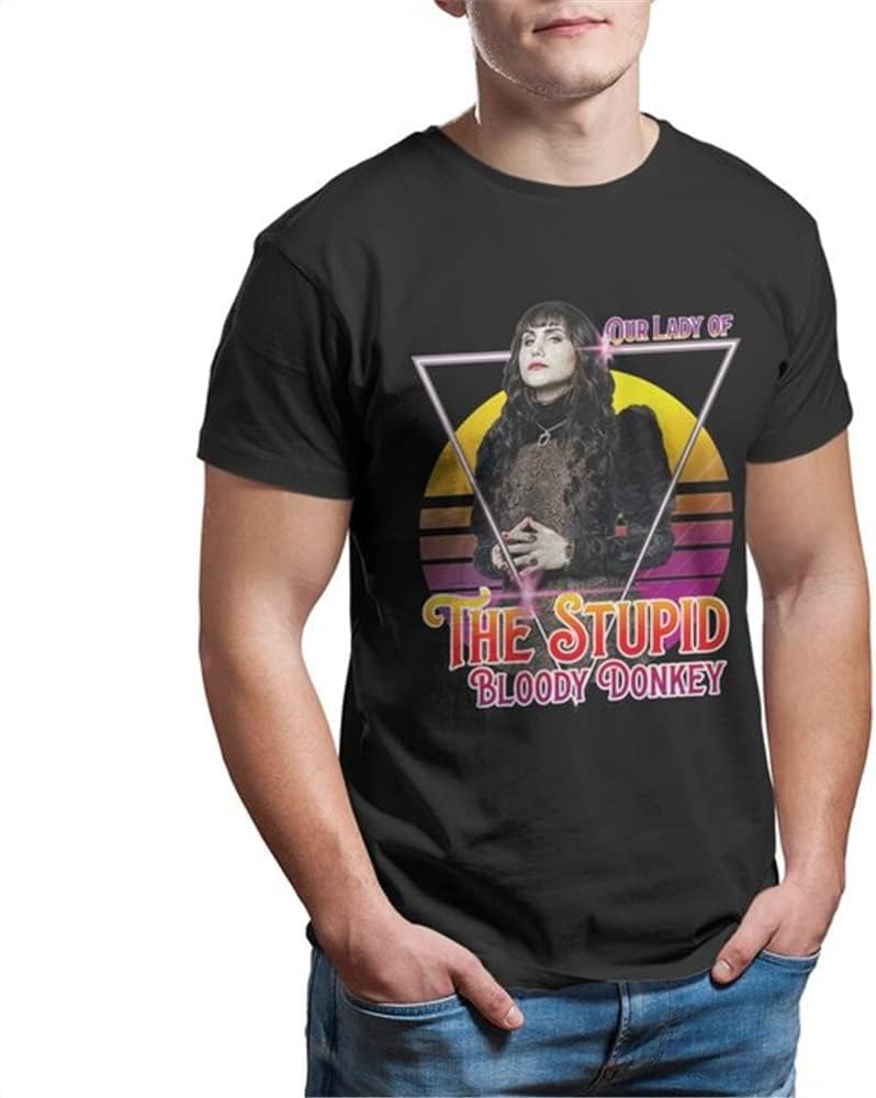 Bloody Donkey Lady T Shirt Men Cotton Vintage T-Shirts Round Neck What We Do in The Shadows Tee Shirt XS чёрный