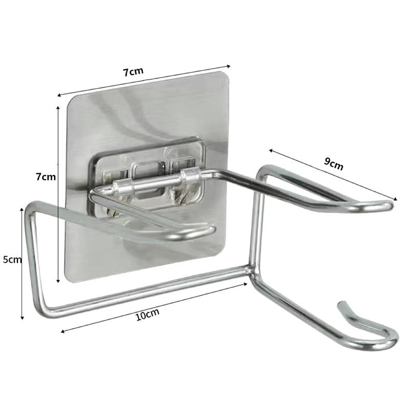 Stainless Steel Hair Dryer Rack High Quality Bathroom Hairdryer Holder Wall Mounted Self-adhesive No Punching Easy To Install