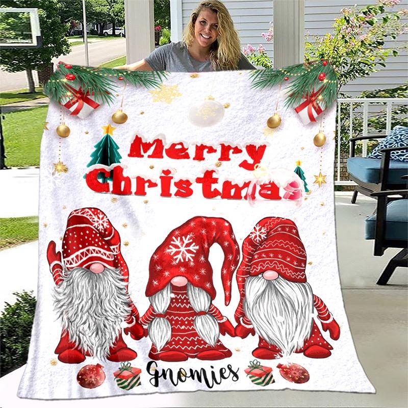 Cozy Christmas Santa Claus Print Blanket - 1pc Lightweight Flannel Throw for Sofa Bed Travel Camping Living Room 30x40in