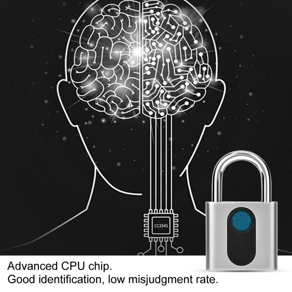 Smart Fingerprint Padlock Keyless Door Lock Waterproof Rechargeable Home Safety