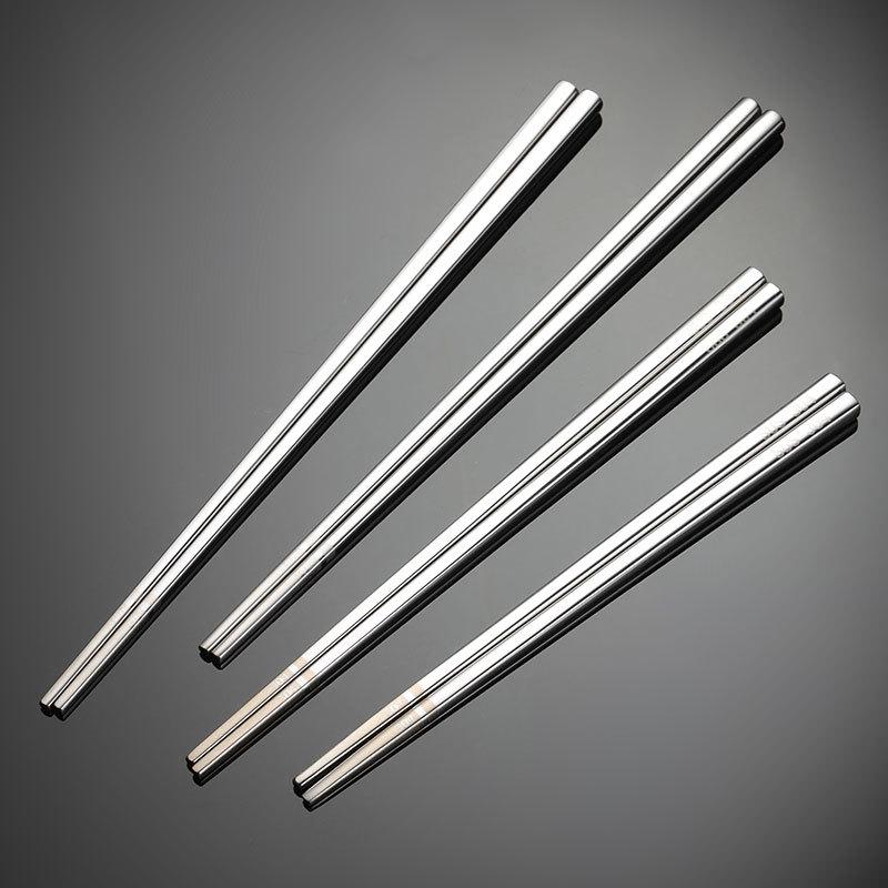 Customized 304 Stainless Steel Full-square Chopsticks Multi-specification Children's Practice Chopsticks Gifts Portable Tableware Laser Logo