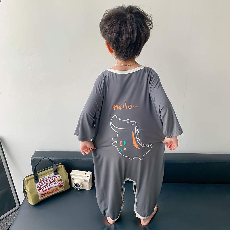Boys' Spring & Autumn Modal Pajamas - Short-Sleeve Cartoon Sleep Bag for Baby Boys