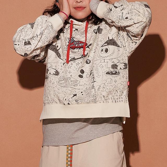 Vans Sudadera con capucha de dibujos animados anime para mujer tops Blanco roto VN000JFDDGC