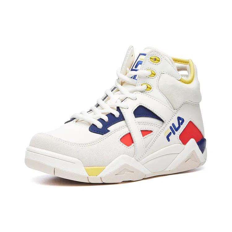 Fila Cage Textile , Synthetic Leather Patchwork Cushioning Abrasion Resistant Mid Top Basketball Shoes Women's (Unisex)