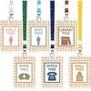 6 Sets Boho Hall Pass Lanyards and School Passes Set Unbreakable Wooden Neutral Bathroom Passes for Classrooms Hall, Restroom, Library, Office and
