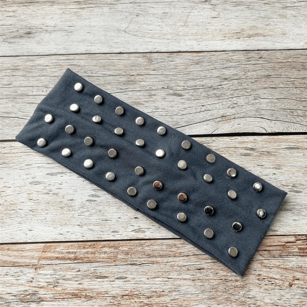 Wide Punk Headwrap Korean Style Elastic Hair Band Fashion Rivet Headbands  Headwear
