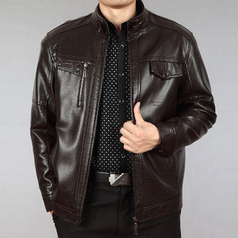 Haining fur integrated leather jacket men's jacket PU leather middle-aged men's coat season dad outfit