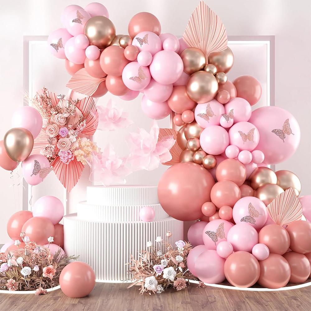 Baby Pink Balloons Garland Retro Pink Rose Gold Confetti Balloon Arch Kit Wedding Anniversary Birthday Party Baby Shower Decor