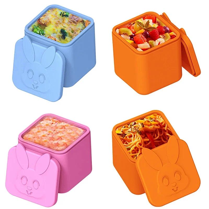 Non-stick Silicone Lunch Box for Kids Sauce Container with Lid Small Lunch Box Accessories Dip Container Food Storage Container