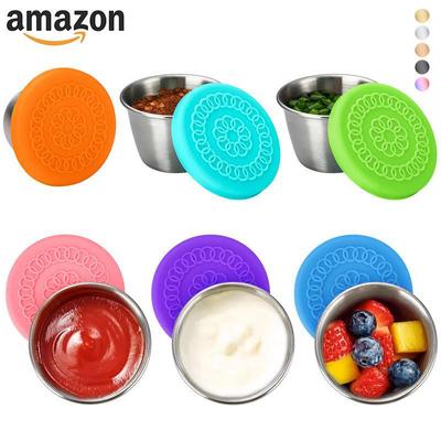 304 Stainless Steel Sauce Cup with Silicone Lid - 70ml Dipping Dish