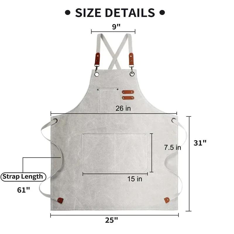 Untior Perfessional Kitchen Apron Canvas Chef Apron Oil-proof Can Wipe Hands Kitchen Cooking With Tool Pockets Work Uniform