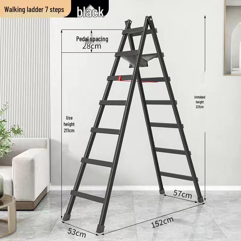 Thickened Carbon Steel Folding A-frame Ladder: Multi-purpose for Household, Electrician, Welding, Decoration, and Engineering.