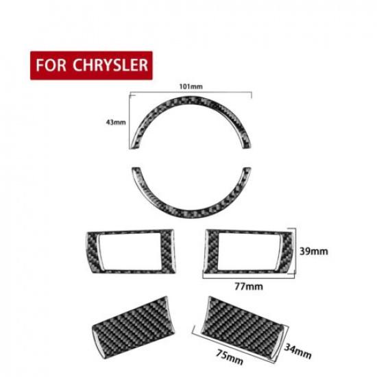 6Pcs For Chrysler 300 300C Carbon Fiber Steering Wheel Kit Cover Trim Type B