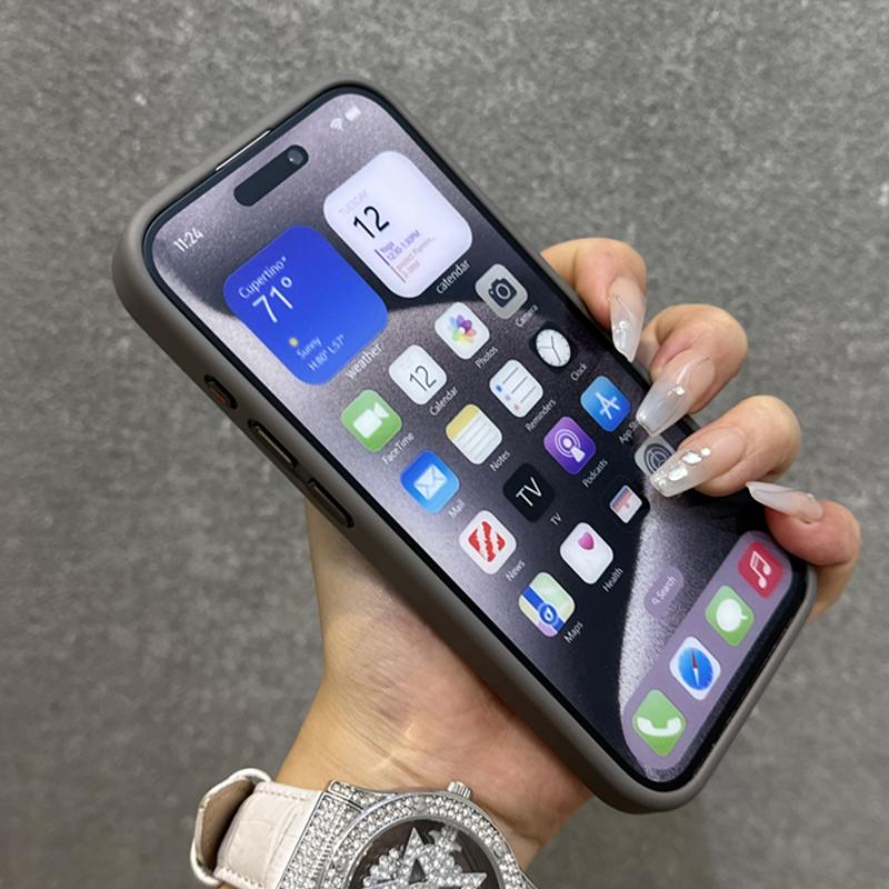 Titanium Gray Metal Lens Holder Carbon Fiber Phone Case for iPhone 15 14 13 Pro Max Full Shockproof Metal Button Hard Back Cover