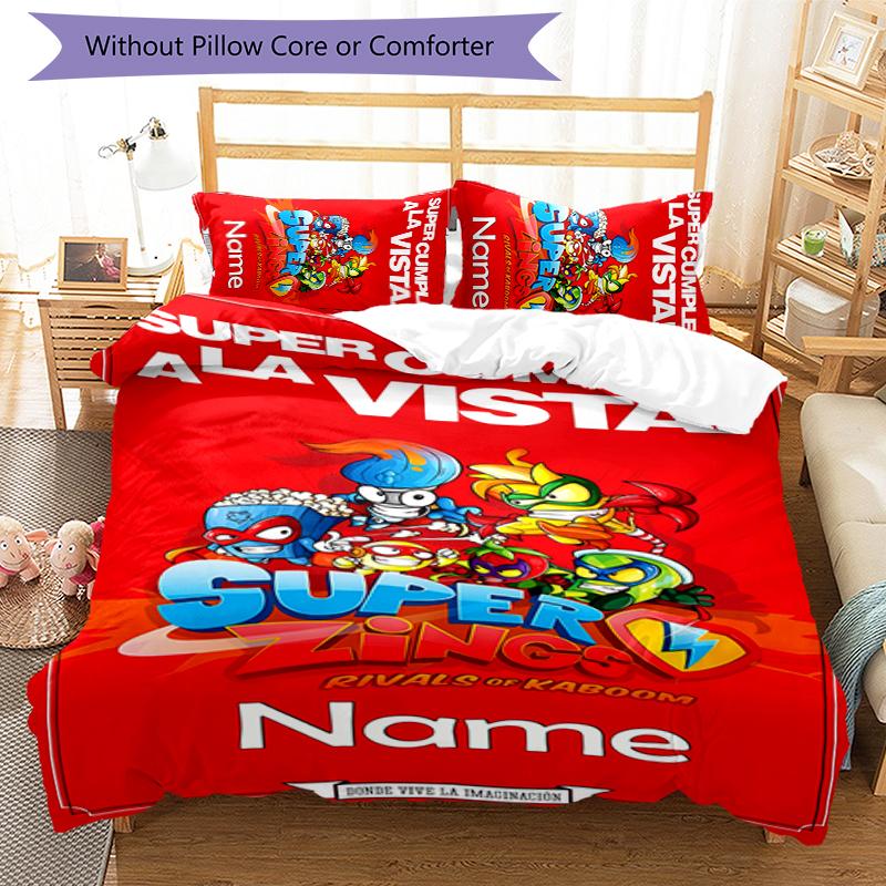 3pcs Custom Name SuperZings Bedding Set Duvet Cover Closure Includes 1 Duvet Cover & 2 Pillowcases for All Seasons Bedroom Decor