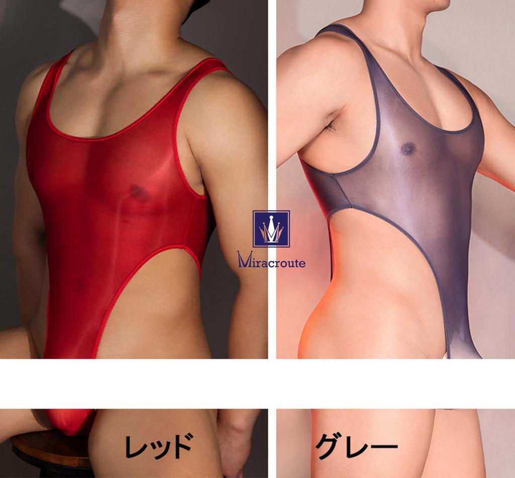 Sexy Erotic Body Sheer Inner [Miracroute] Men's Leotard, Men's Underwear, Stockings, See-Through, Panties, T-back, Tights, (Pink)