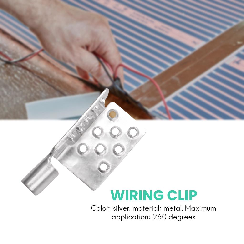 ABWR-80Pcs Carbon Thermal Film Clamp Connector, Warm Floor Copper Plated Silver Clip Accessories, Floor Heating Film Clamp