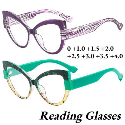 Fashion Cat Eye Anti Blue Light Reading Glasses Ladies Sweetheart Style Presbyopia Glasses Diopters 0 To +4 0
