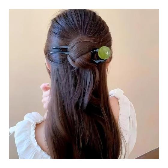 vipmofan Wavy Line Marble Translucent Acetate U Pin Set of 4 Colors Elegant Hair Bun Stick Commute Casual Cheongsam Women Hair Accessories Gift