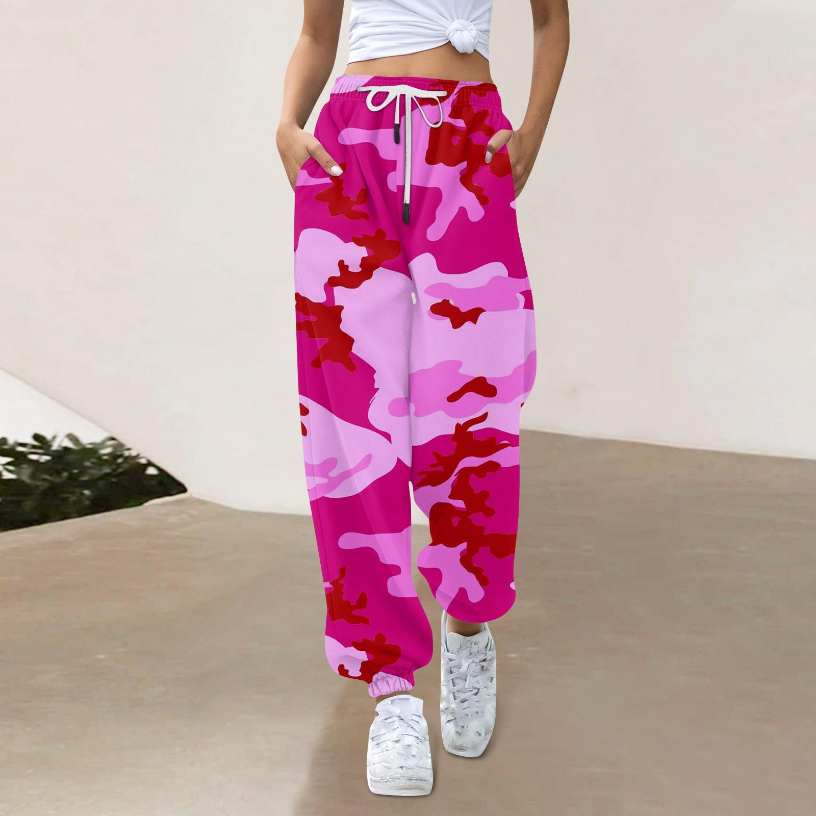 Женские повседневные модные спортивные штаны Повседневные брюки с принтом XXL красный — фото 8