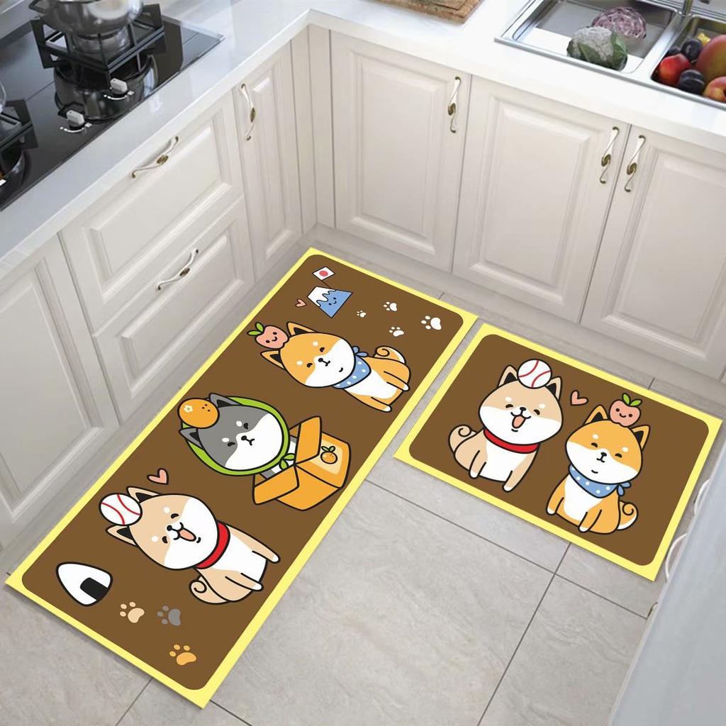 Cartoon Kitchen Floor Mat, Water-Absorbing And Oil-Absorbing Diatom Mud Floor Mat, Wear-Resistant And Dirt-Resistant L-Shaped Floor Mat, Anti-Skid Ma