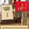 Customized 2026 Wooden Stand Enterprise Calendar – Creative Business Office Memo Gift Box