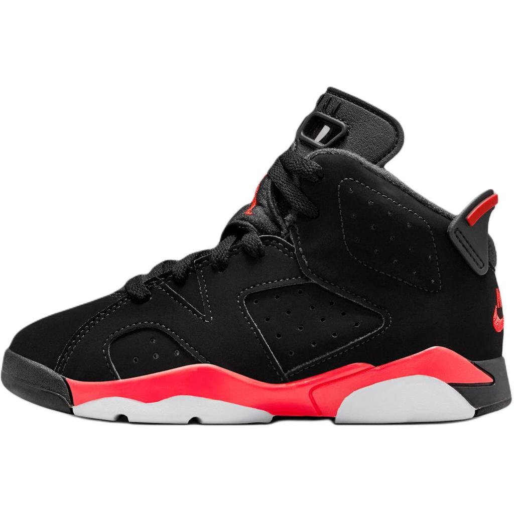 Jordan Air Jordan 6 Mid top Children's Basketball Shoes Black Red Children Aged 3 7 Years Old IQ1277-001