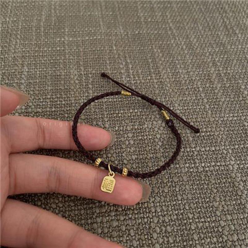 Timeless Locked Love: Red Rope Fu Bracelet for Women - Niche Design for Couples & Friends
